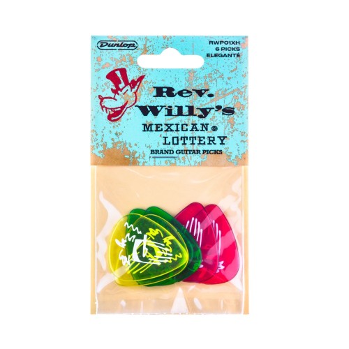 Jim Dunlop RWP01XH Rev. Willy'S Mexican Lottery Brand Extra Heavy Guitar Picks (6-Pack) — mediatoru komplekts Jim Dunlop RWP01XH Rev. Willy'S Mexican Lottery Brand Extra Heavy Guitar Picks (6-Pack) — mediatoru komplekts