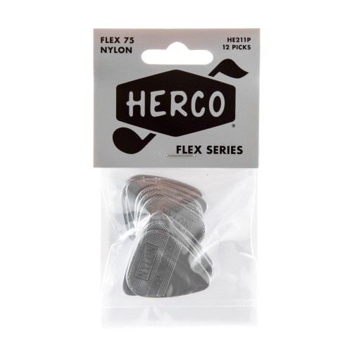 Jim Dunlop HE211P Herco Flex 75 Heavy Silver Guitar Picks (12-Bag) — mediatoru komplekts