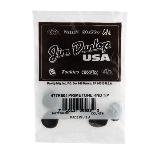 Jim Dunlop 477R504 Primetone Round Tip Guitar Picks 5.0Mm (6-Pack) — mediatoru komplekts Jim Dunlop 477R504 Primetone Round Tip Guitar Picks 5.0Mm (6-Pack) — mediatoru komplekts