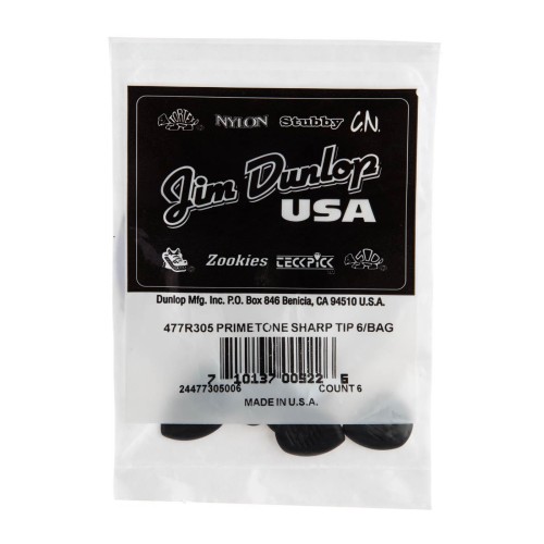 Jim Dunlop 477R305 Primetone Sharp Tip Guitar Picks 3.0Mm (6-Pack) — mediatoru komplekts