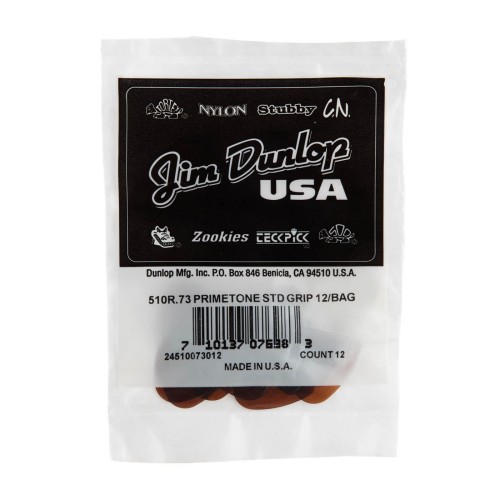 Jim Dunlop 510R073 Primetone Standard Grip Guitar Picks .73Mm (12-Bag) — mediatoru komplekts Jim Dunlop 510R073 Primetone Standard Grip Guitar Picks .73Mm (12-Bag) — mediatoru komplekts