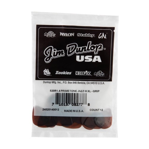 Jim Dunlop 520R140 Primetone Jazz III XL Guitar Picks .1.4Mm (3-Pack) — mediatoru komplekts Jim Dunlop 520R140 Primetone Jazz III XL Guitar Picks .1.4Mm (3-Pack) — mediatoru komplekts