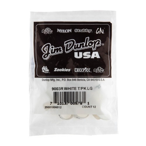 Jim Dunlop 9003R White Plastic Large Thumbpicks (12-Bag) — pirkstu mediatoru komplekts Jim Dunlop 9003R White Plastic Large Thumbpicks (12-Bag) — pirkstu mediatoru komplekts