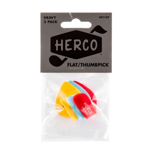 Jim Dunlop HE113P Herco Flat Heavy Thumbpicks (3-Pack) — pirkstu mediatoru komplekts Jim Dunlop HE113P Herco Flat Heavy Thumbpicks (3-Pack) — pirkstu mediatoru komplekts