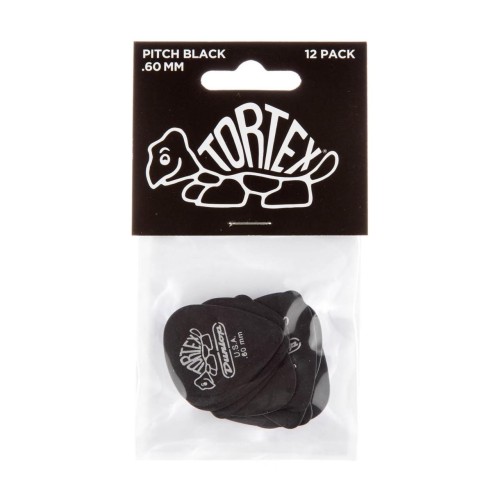 Jim Dunlop 488P060 Tortex Standard Pitch Black Guitar Picks .60Mm (12-Pack) — guitar pick pack