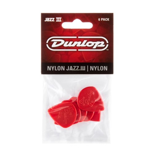 Jim Dunlop 47P3N NYLON JAZZ 3 RED NYLON GUITAR PICKS (6-PACK) (1.38 mm) — mediatoru komplekts Jim Dunlop 47P3N NYLON JAZZ 3 RED NYLON GUITAR PICKS (6-PACK) (1.38 mm) — mediatoru komplekts