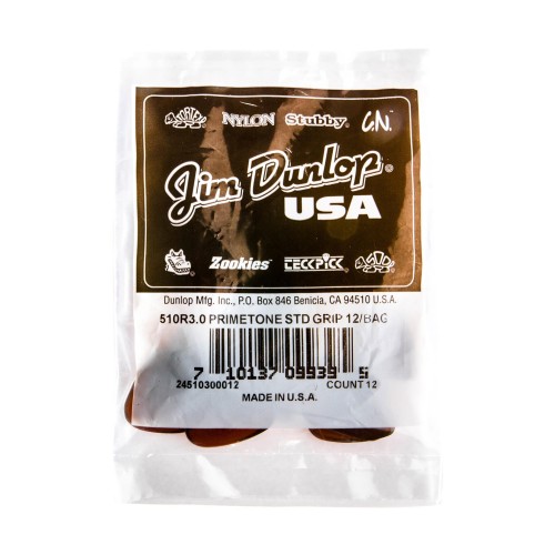 Jim Dunlop 510R300 Primetone Standard Grip Guitar Picks 3.0Mm (12-Bag) — mediatoru komplekts Jim Dunlop 510R300 Primetone Standard Grip Guitar Picks 3.0Mm (12-Bag) — mediatoru komplekts