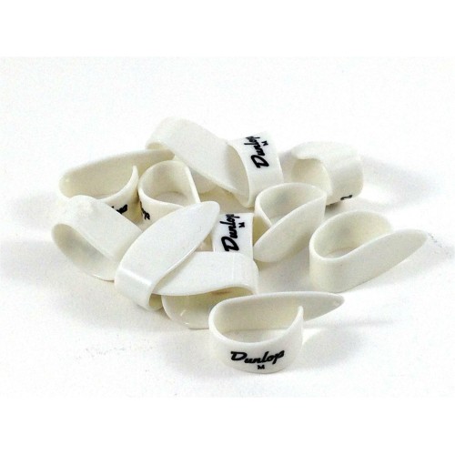 Jim Dunlop 9012R White Plastic Medium Left Handed Thumbpicks (12-Bag) — pirkstu mediatoru komplekts