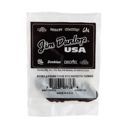 Jim Dunlop 511R100 Primetone Standard Guitar Picks 1.0Mm (12-Bag) — mediatoru komplekts Jim Dunlop 511R100 Primetone Standard Guitar Picks 1.0Mm (12-Bag) — mediatoru komplekts