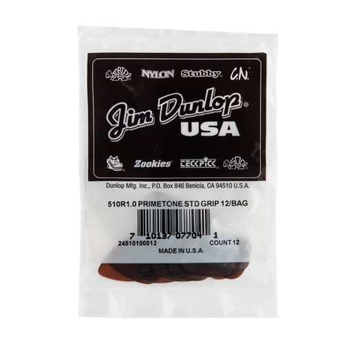 Jim Dunlop 510R100 Primetone Standard Grip Guitar Picks 1.0Mm (12-Bag) — mediatoru komplekts Jim Dunlop 510R100 Primetone Standard Grip Guitar Picks 1.0Mm (12-Bag) — mediatoru komplekts
