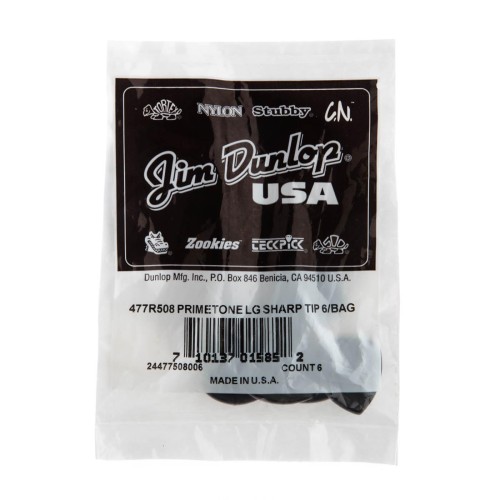 Jim Dunlop 477R508 Primetone Large Sharp Tip Guitar Picks 5.0Mm (6-Pack) — mediatoru komplekts