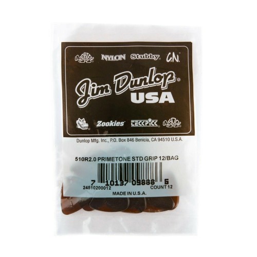 Jim Dunlop 510R200 Primetone Standard Grip Guitar Picks 2.0Mm (12-Bag) — mediatoru komplekts Jim Dunlop 510R200 Primetone Standard Grip Guitar Picks 2.0Mm (12-Bag) — mediatoru komplekts