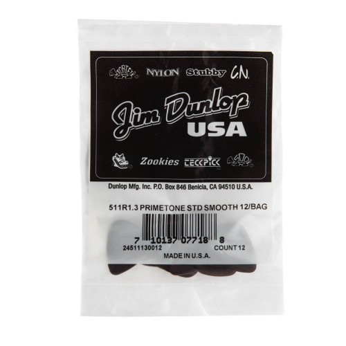 Jim Dunlop 511R130 Primetone Standard Guitar Picks 1.3Mm (12-Bag) — mediatoru komplekts Jim Dunlop 511R130 Primetone Standard Guitar Picks 1.3Mm (12-Bag) — mediatoru komplekts