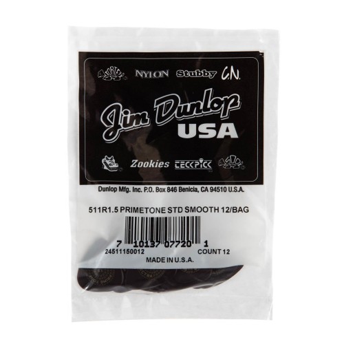 Jim Dunlop 511R150 Primetone Standard Guitar Picks 1.5Mm (12-Bag) — mediatoru komplekts Jim Dunlop 511R150 Primetone Standard Guitar Picks 1.5Mm (12-Bag) — mediatoru komplekts