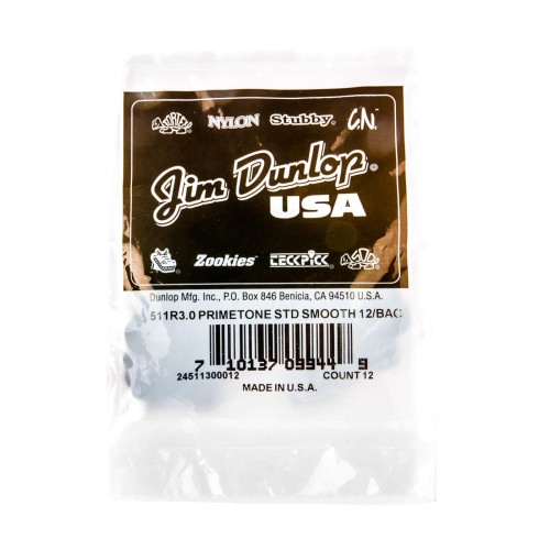 Jim Dunlop 511R300 Primetone Standard Guitar Picks 3.0Mm (12-Bag) — mediatoru komplekts Jim Dunlop 511R300 Primetone Standard Guitar Picks 3.0Mm (12-Bag) — mediatoru komplekts
