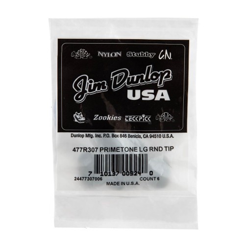 Jim Dunlop 477R307 Primetone Large Round Tip Guitar Picks 3.0Mm (6-Pack) — guitar pick pack