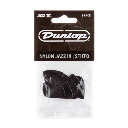 Jim Dunlop 47P3S NYLON JAZZ 3 BLACK STIFFO GUITAR PICKS (6-PACK) (1.38 mm) — mediatoru komplekts Jim Dunlop 47P3S NYLON JAZZ 3 BLACK STIFFO GUITAR PICKS (6-PACK) (1.38 mm) — mediatoru komplekts