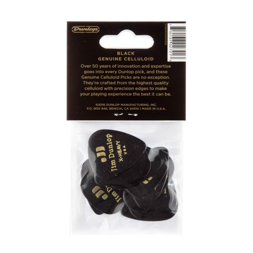 Jim Dunlop 483P03XH Black Classic Celluloid Extra Heavy Guitar Picks (12-Bag) — mediatoru komplekts Jim Dunlop 483P03XH Black Classic Celluloid Extra Heavy Guitar Picks (12-Bag) — mediatoru komplekts