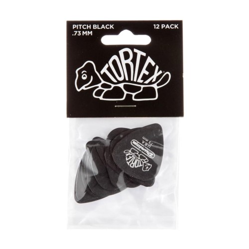 Jim Dunlop 488P073 Tortex Standard Pitch Black Guitar Picks 0.73 mm (12-Pack) — guitar pick pack