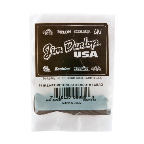 Jim Dunlop 511R200 Primetone Standard Guitar Picks 2.0Mm (12-Bag) — mediatoru komplekts Jim Dunlop 511R200 Primetone Standard Guitar Picks 2.0Mm (12-Bag) — mediatoru komplekts