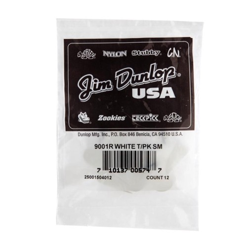 Jim Dunlop 9001R White Plastic Small Thumbpicks (12-Bag) — pirkstu mediatoru komplekts