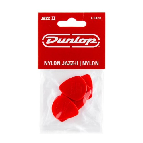 Jim Dunlop 47P2N NYLON JAZZ 2 RED NYLON GUITAR PICKS (6-PACK) (1.18 mm) — mediatoru komplekts Jim Dunlop 47P2N NYLON JAZZ 2 RED NYLON GUITAR PICKS (6-PACK) (1.18 mm) — mediatoru komplekts