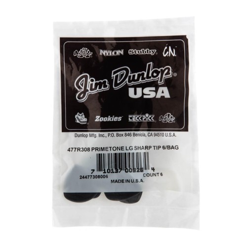 Jim Dunlop 477R308 Primetone Large Sharp Tip Guitar Picks 3.0Mm (6-Pack) — mediatoru komplekts