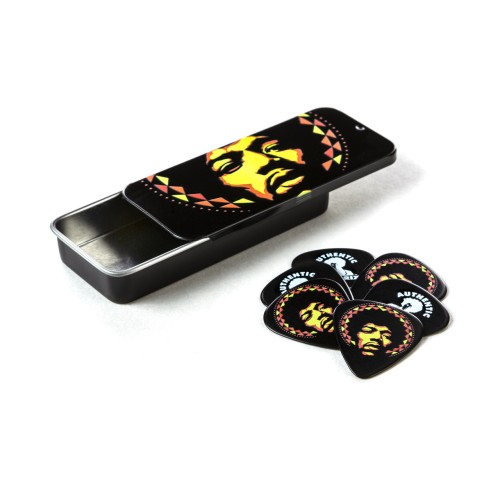 Jim Dunlop JHPT16H Authentic Hendrix '69 Psych Series Aura Mandala Pick Tin — mediatoru komplekts Jim Dunlop JHPT16H Authentic Hendrix '69 Psych Series Aura Mandala Pick Tin — mediatoru komplekts