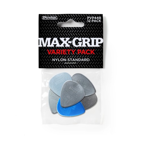 Jim Dunlop PVP449 Pick Nylon Max-Grip Var Pk-12/Plypk — mediatoru komplekts Jim Dunlop PVP449 Pick Nylon Max-Grip Var Pk-12/Plypk — mediatoru komplekts