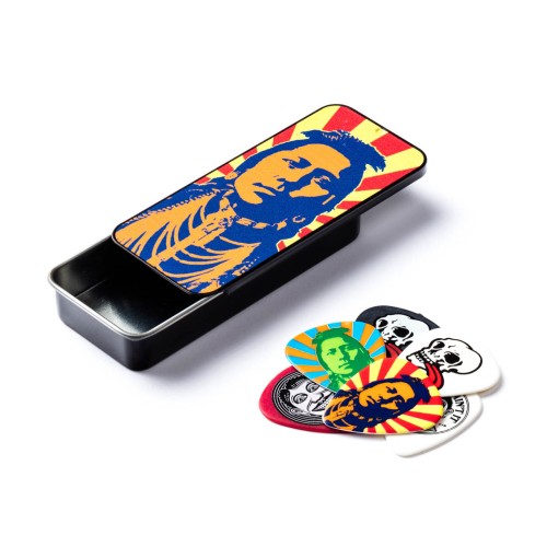 Jim Dunlop JVHPT02H John Van Hamersveld Indian Assorted Medium Guitar Pick Tin (6 Pcs) — mediatoru komplekts