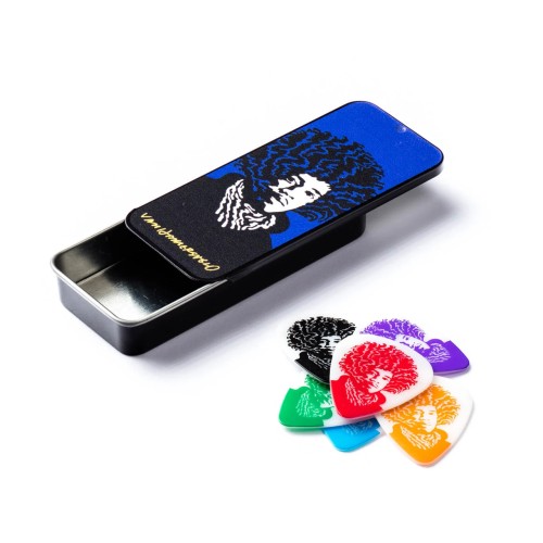 Jim Dunlop JVHPT03M John Van Hamersveld Jmi Assorted Medium Guitar Pick Tin (6 Pcs) — mediatoru komplekts