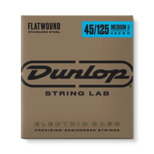 Jim Dunlop DBFS45125M Steel Medium Scale Flatwound Bass Strings (45–125) — basģitāras stīgas