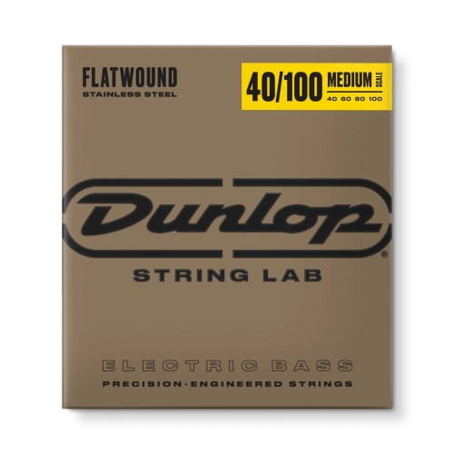 Jim Dunlop DBFS40100M Steel Medium Scale Flatwound Bass Strings (40–100) — basģitāras stīgas