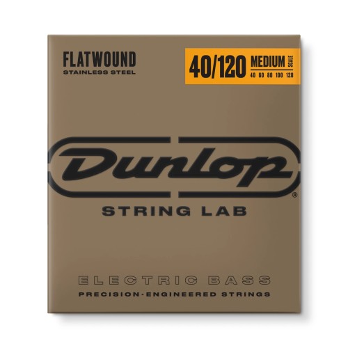 Jim Dunlop DBFS40120M Steel Medium Scale Flatwound Bass Strings (40–120) — basģitāras stīgas