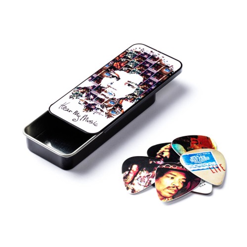 Jim Dunlop JHPT07M Jimi Hendrix Hear My Music Guitar Pick Tin (12 Pcs) — mediatoru komplekts Jim Dunlop JHPT07M Jimi Hendrix Hear My Music Guitar Pick Tin (12 Pcs) — mediatoru komplekts