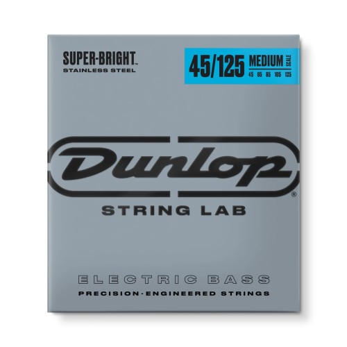 Jim Dunlop DBSBS45125M Super Bright Steel Medium Scale Bass Strings Set/5 (45-125) — basģitāras stīgas
