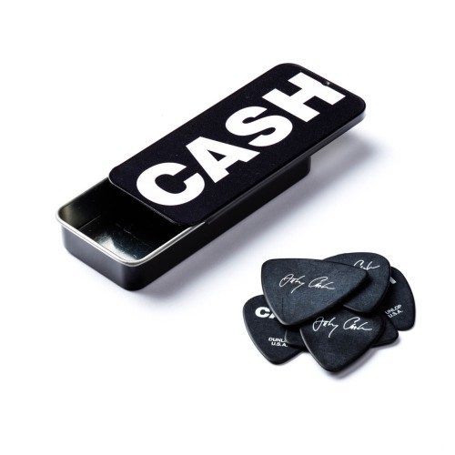 Jim Dunlop JCPT04H Johnny Cash Bold Guitar Pick Tin (6 Pcs) — mediatoru komplekts Jim Dunlop JCPT04H Johnny Cash Bold Guitar Pick Tin (6 Pcs) — mediatoru komplekts