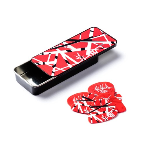 Jim Dunlop EVHPT02 Eddie Van Halen Frankenstein Guitar Pick Tin (6 Pcs) — mediatoru komplekts Jim Dunlop EVHPT02 Eddie Van Halen Frankenstein Guitar Pick Tin (6 Pcs) — mediatoru komplekts
