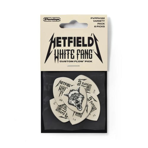 Jim Dunlop PVPPH122 Hetfield'S White Fang Custom Flow Pick Variety Pack - 6 Pack — mediatoru komplekts Jim Dunlop PVPPH122 Hetfield'S White Fang Custom Flow Pick Variety Pack - 6 Pack — mediatoru komplekts