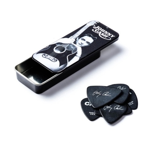 Jim Dunlop JCPT01M Johnny Cash Memphis Guitar Pick Tin (6 Pcs) — mediatoru komplekts Jim Dunlop JCPT01M Johnny Cash Memphis Guitar Pick Tin (6 Pcs) — mediatoru komplekts