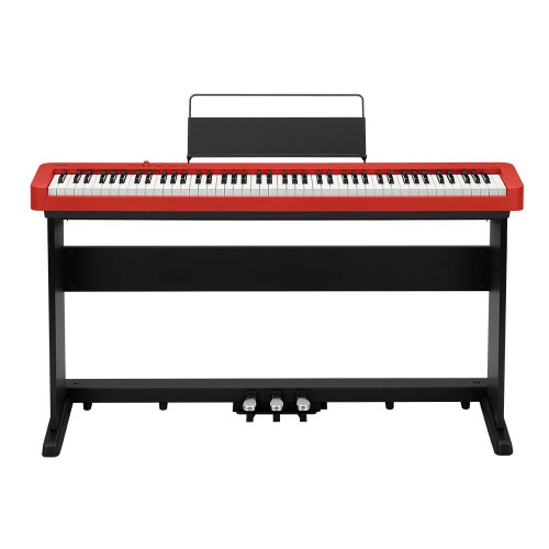 Casio CDP-S160 Kompaktas sarkanas digitālās klavieres (komplektā ar statīvu un pedāļu bloku)