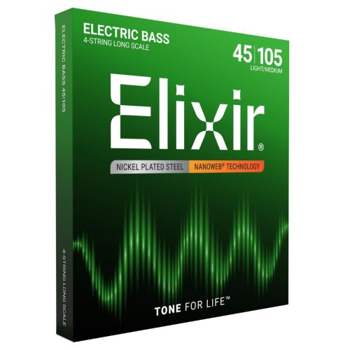Elixir 14077 Bass Nanoweb Light/Medium 45-105 stīgas Elixir 14077 Bass Nanoweb Light/Medium 45-105 stīgas