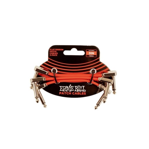 Ernie Ball 06401 3in Flat Ribbon Patch Cable Red 3-Pack vadu komplekts Ernie Ball 06401 3in Flat Ribbon Patch Cable Red 3-Pack vadu komplekts