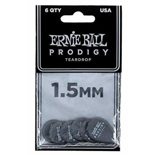 Ernie Ball 9330 1.5mm black teardrop Prodigy 6-pack mediatori Ernie Ball 9330 1.5mm black teardrop Prodigy 6-pack mediatori