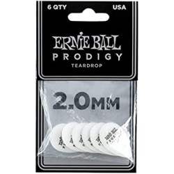 Ernie Ball 9336 2.0mm white teardrop Prodigy 6-pack mediatori Ernie Ball 9336 2.0mm white teardrop Prodigy 6-pack mediatori