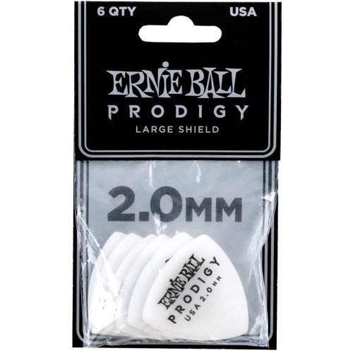 Ernie Ball 9338 2.0mm white large shield Prodigy 6-pack mediatori