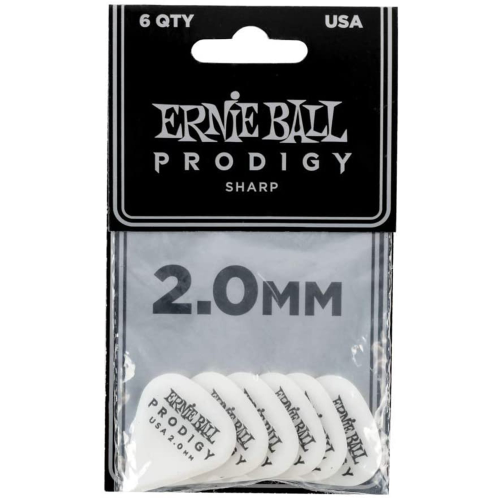 Ernie Ball 9341 2.0mm white sharp Prodigy 6-pack mediatori