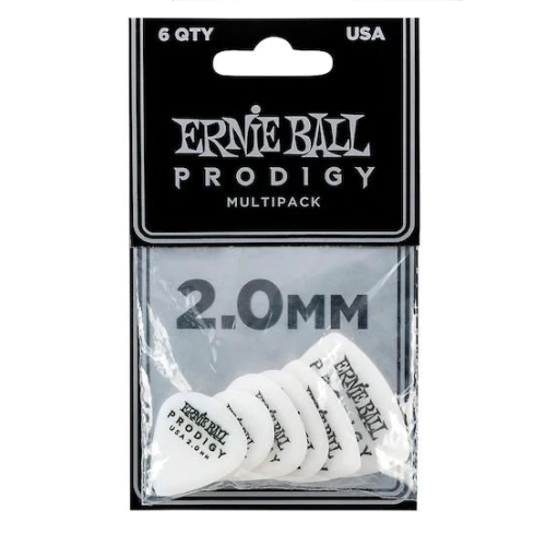 Ernie Ball 9343 2.00mm White Multipack Prodigy 6-pack mediatori