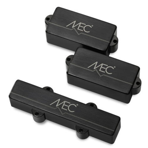 MEC Active P/J-Style Bass Pickup Set, Metal Cover, 4-String - Brushed Black Chrome skaņas noņēmēji MEC Active P/J-Style Bass Pickup Set, Metal Cover, 4-String - Brushed Black Chrome skaņas noņēmēji