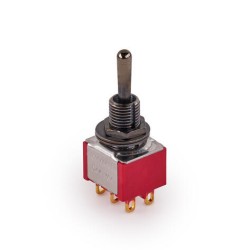 MEC Mini Toggle Switch, Long, Solder Lugs, ON/ON/ON, DPDT - Black slēdzis